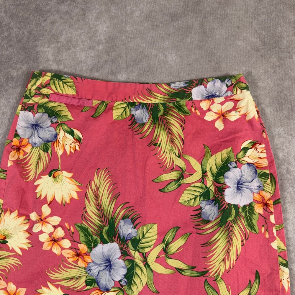 Tommy Bahama Hibiscus Floral Cotton Stretch Mini Pencil Skirt 6 Pink Tropical - Picture 4 of 7